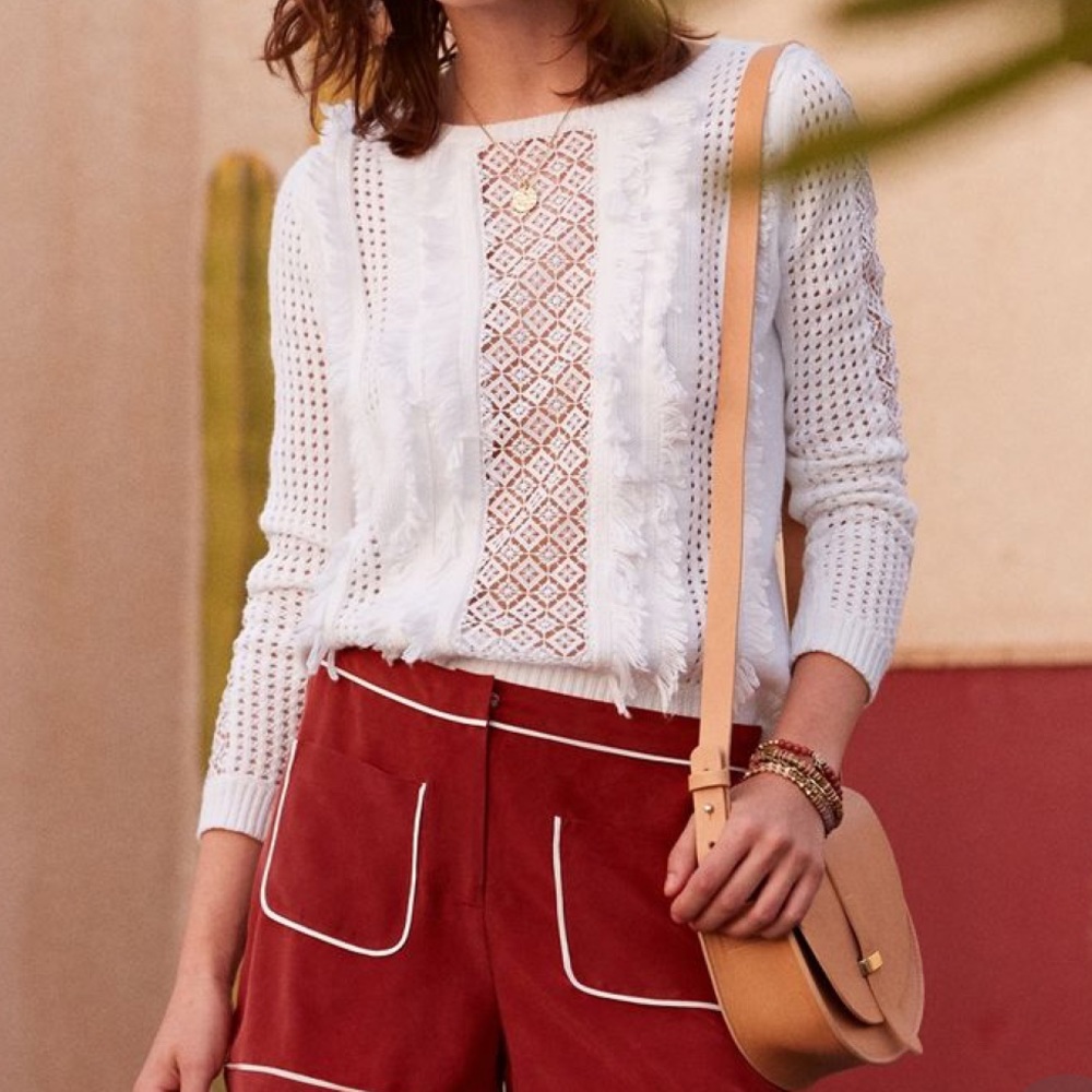 Sézane lace and fringe sweater - NWOT Extra Small